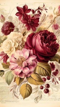 Викторианские цветы скачать фон 720 x 1280