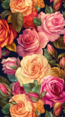 Vibrant rose pattern wallpaper скачать фон 1080 x 1920