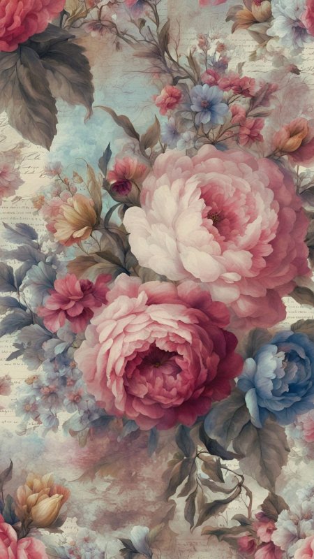 Vintage floral elegance decoupage paper скачать фон 1080 x 1920