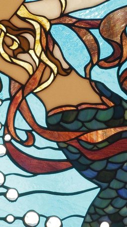 Mermaid of the sea stained glass window скачать фон 720 x 1280