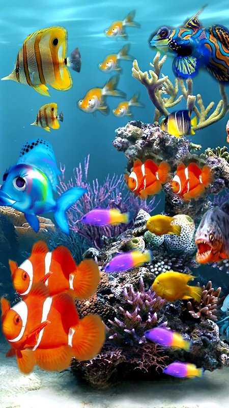 Живые рыбки скачать фон 1080 x 1920