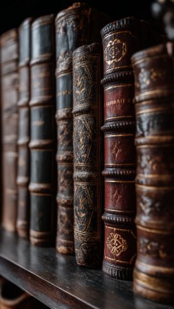 Книги со старинными кожаными переплетами скачать фон 1080 x 1920