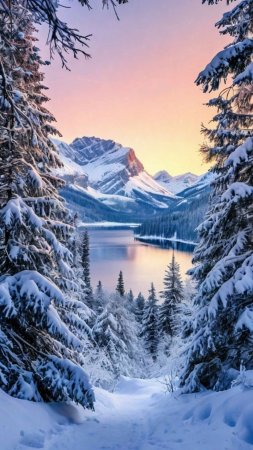 Winter scenery скачать фон 1080 x 1920
