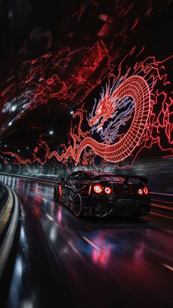 Nissan gtr r ночью