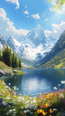 Живописные пейзажи горы скачать фон 1080 x 1920