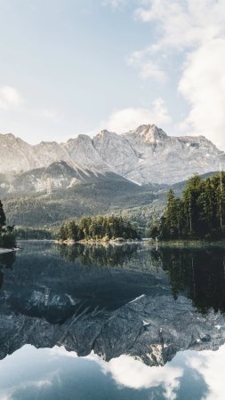 Eibsee озеро германия скачать фон 1424 x 2532