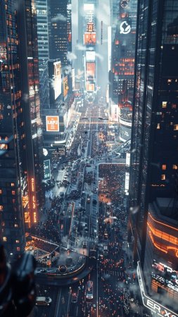 Cyberpunk city скачать фон 1080 x 1920