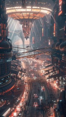Город будущего арт скачать фон 1080 x 1920