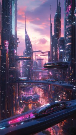 Футуристический город будущего скачать фон 1080 x 1920