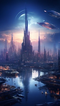Фантастические города будущего скачать фон 1080 x 1920