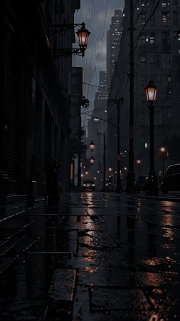Rainy street скачать фон 2160 x 3840