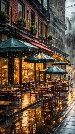 Rainy day cafe скачать фон 1080 x 1920