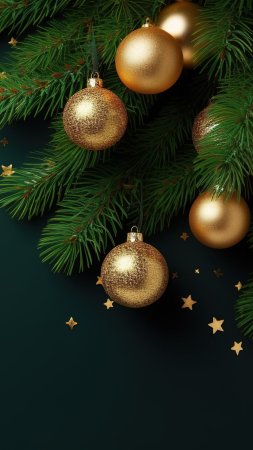 Обои украшения темный фон шары новый год рождество golden christmas balls скачать фон 1424 x 2532