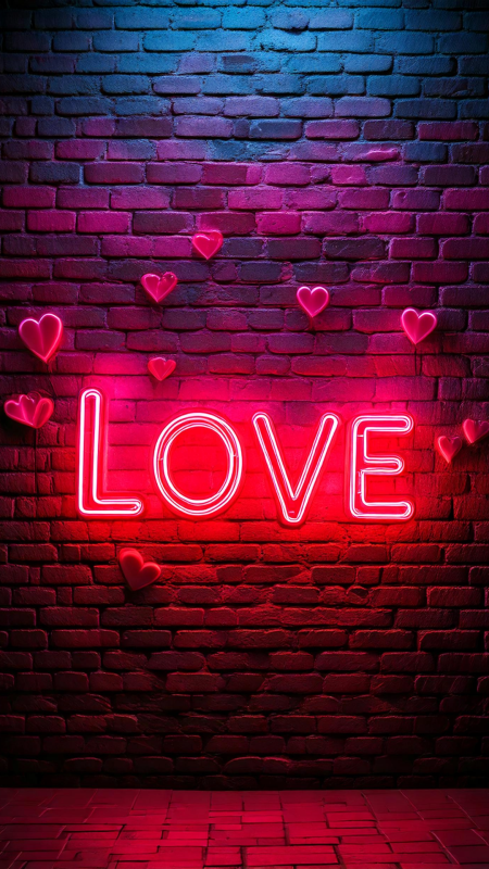 Neon love скачать фон 1080 x 1920