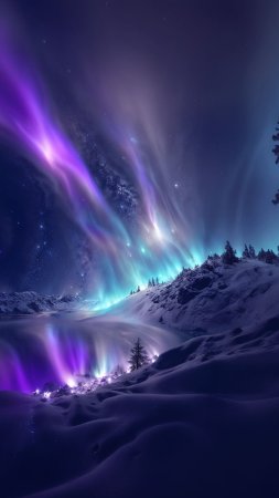 Зима северное сияние