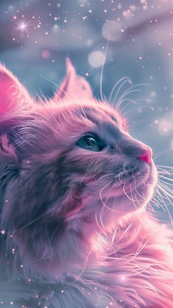 Shiny pink purple cat wallpaper