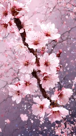 Cherry blossoms цветущая вишня скачать фон 1424 x 2532