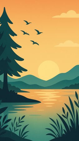 Пейзаж легкий рисунок