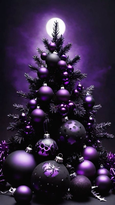 Новогодние шары фиолетовые скачать фон 1080 x 1920
