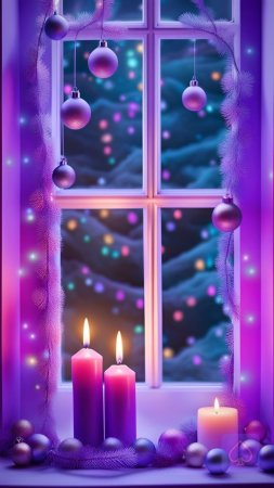 Новогоднее окно скачать фон 1080 x 1920