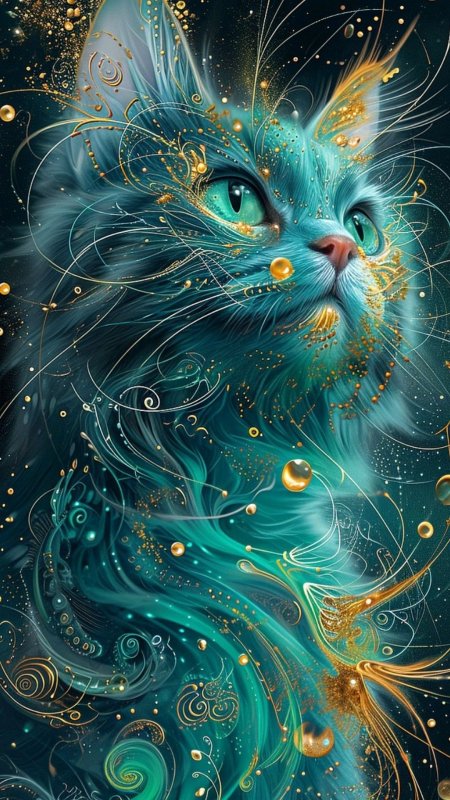 Cat art скачать фон 1080 x 1920