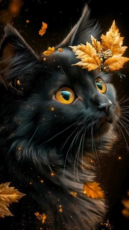 Чëрная кошка скачать фон 1424 x 2532