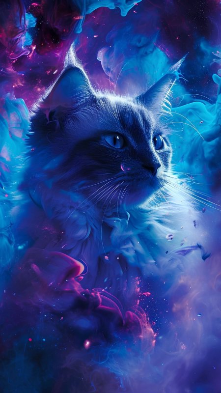 Кошка арт скачать фон 1080 x 1920