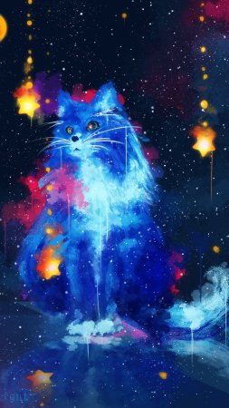 Cosmic cat by seerlight art скачать фон 1424 x 2532