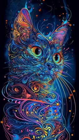 Иллюстрация кошка скачать фон 1080 x 1920