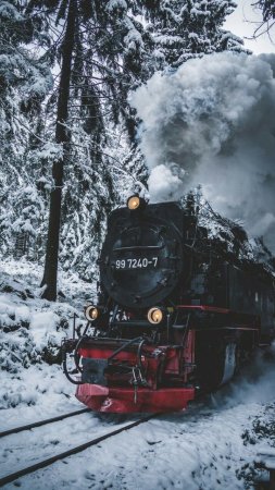Поезда зимой скачать фон 720 x 1280