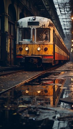 Abandoned train скачать фон 1080 x 1920