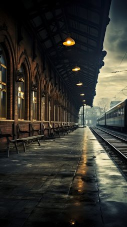 Old train station скачать фон 1080 x 1920