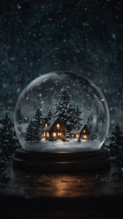 Шар со снегом скачать фон 1080 x 1920