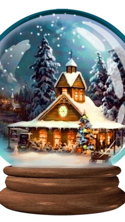 Снежный шар с домиком скачать фон 1080 x 1920