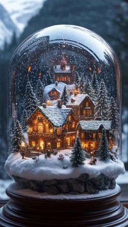 Christmas snow globe скачать фон 1080 x 1920