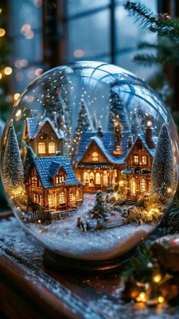 Новогодние домики скачать фон 1080 x 1920