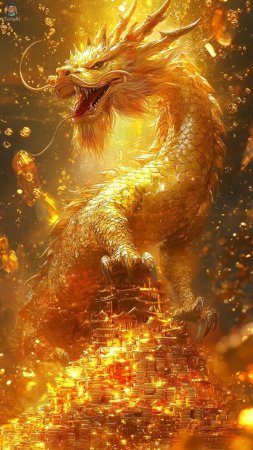 Золотой дракон фэнтези скачать фон 1080 x 1920