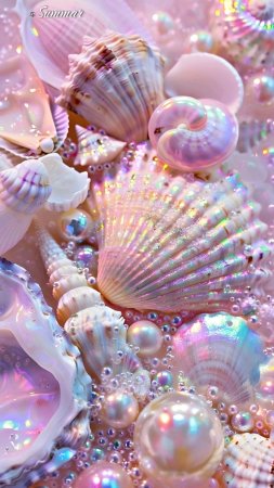 Shells and pearls скачать фон 1424 x 2532