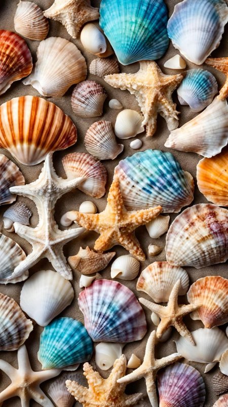 Пляж море ракушки скачать фон 1080 x 1920