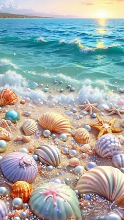 Море ракушки жемчуг скачать фон 720 x 1280