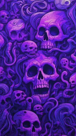 Trippy skulls purple wallpaper скачать фон 2160 x 3840