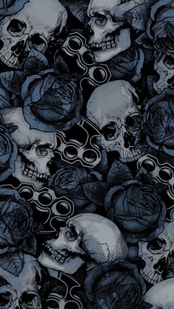 Skull and roses скачать фон 1424 x 2532