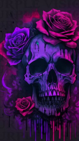 Фиолетовый череп скачать фон 2160 x 3840