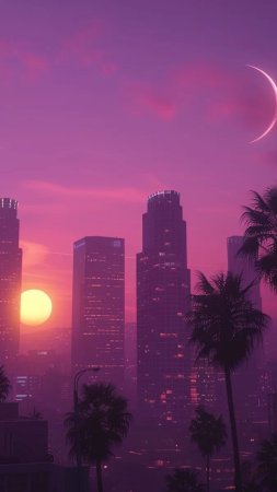 Sunset city cyberpunk synthwave k wallpaper pc desktop