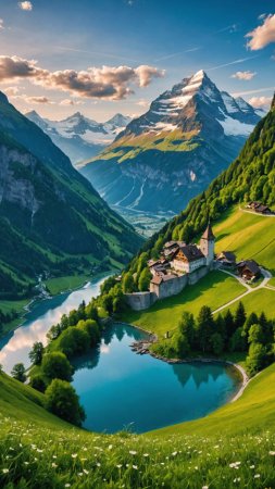 Швейцария пейзаж скачать фон 1080 x 1920