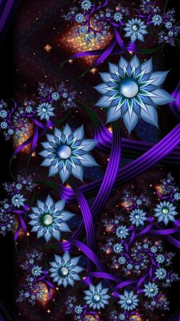 Фракталы цветы скачать фон 1424 x 2532