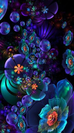 Неоновые цветы скачать фон 1424 x 2532