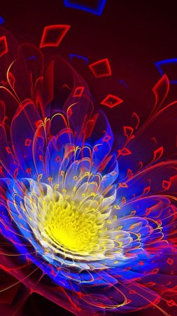 Неоновые цветы скачать фон 1080 x 1920