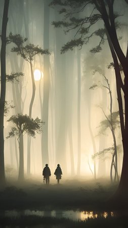 Туман в лесу скачать фон 1080 x 1920