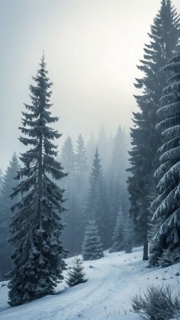 Лес зима скачать фон 1080 x 1920